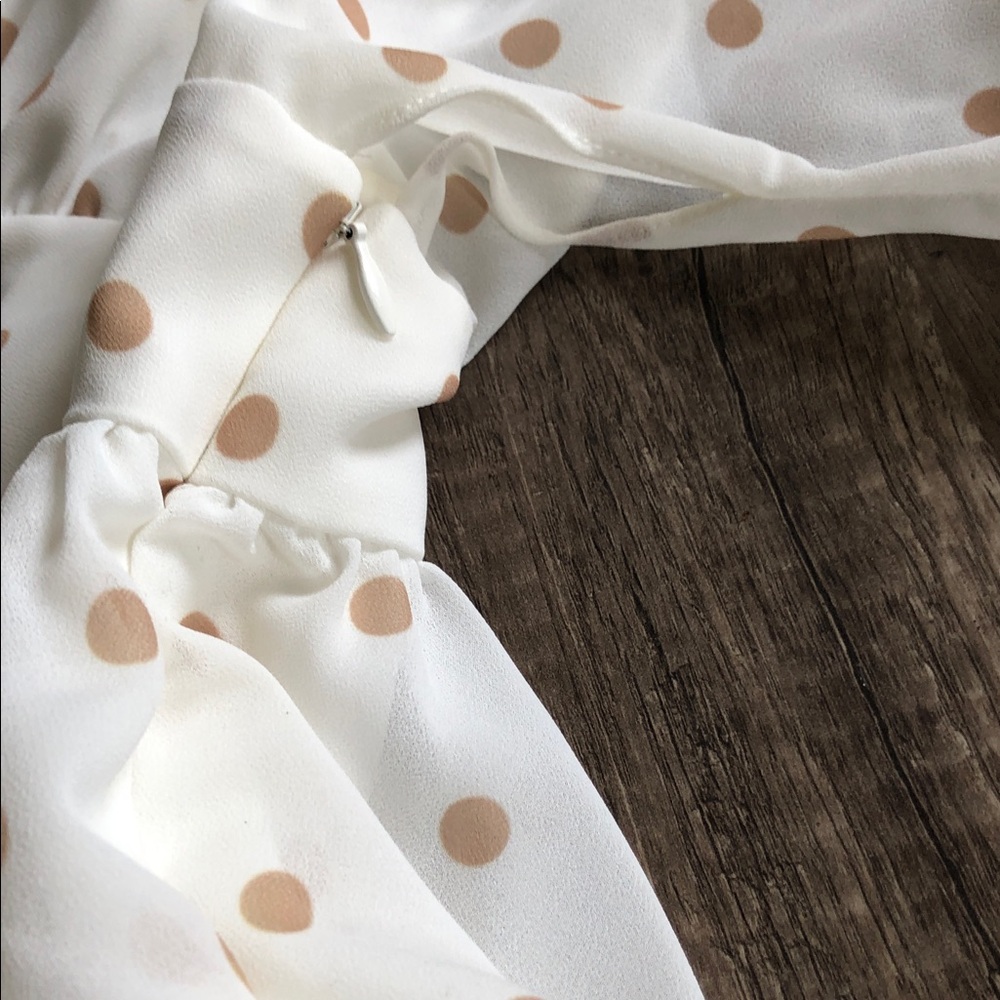 Shona Joy Sophia Plunged Ruffle Mini Polka Dot Dress 8 - Picture 6 of 14